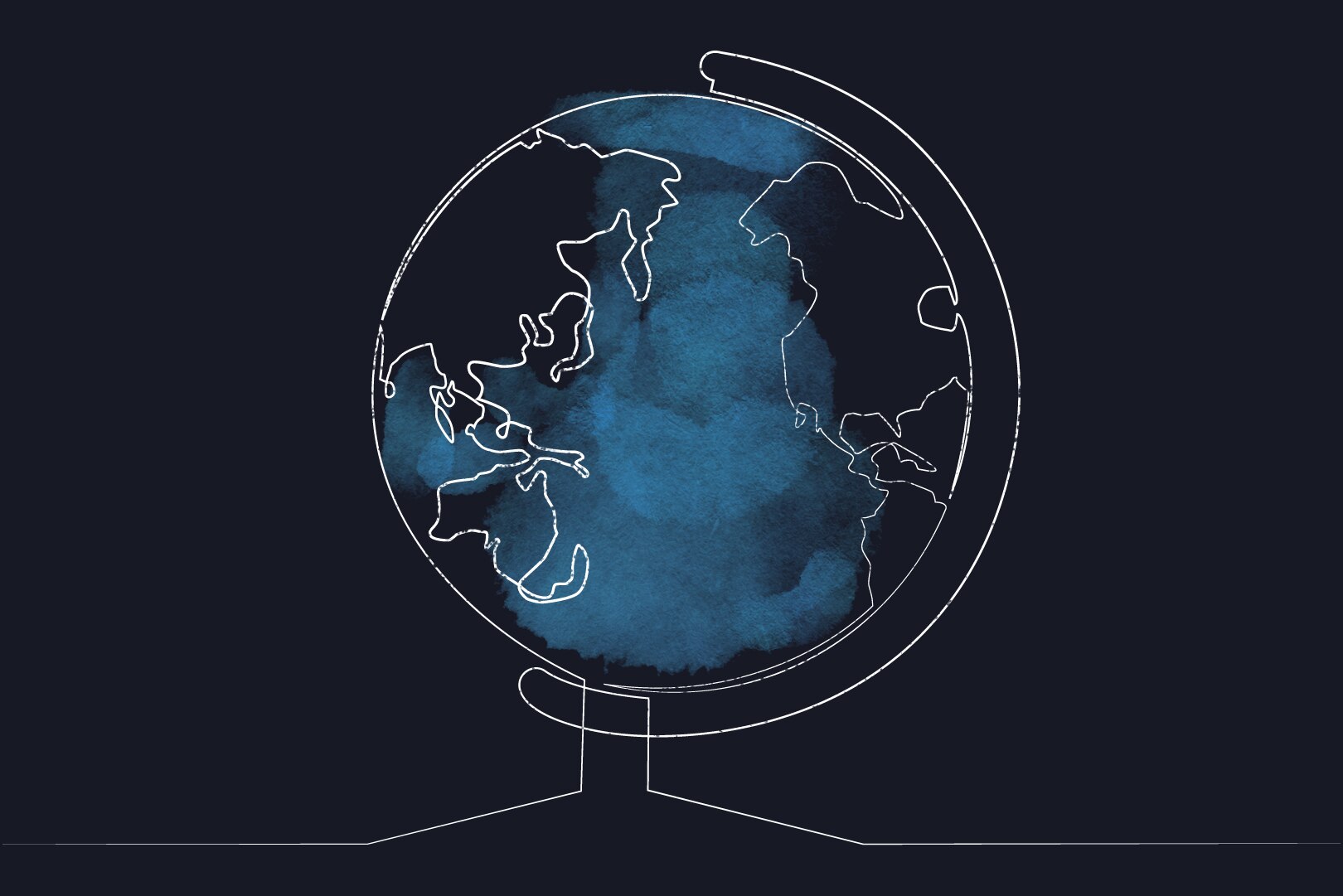 An illustration of a globe showing the Pacific region.
