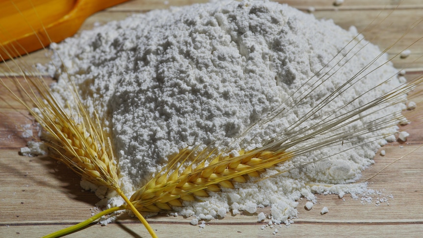 Flour on a table