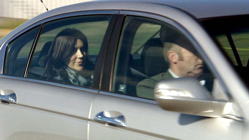 Princess Mary of Denmark is driven from Hobart Airport