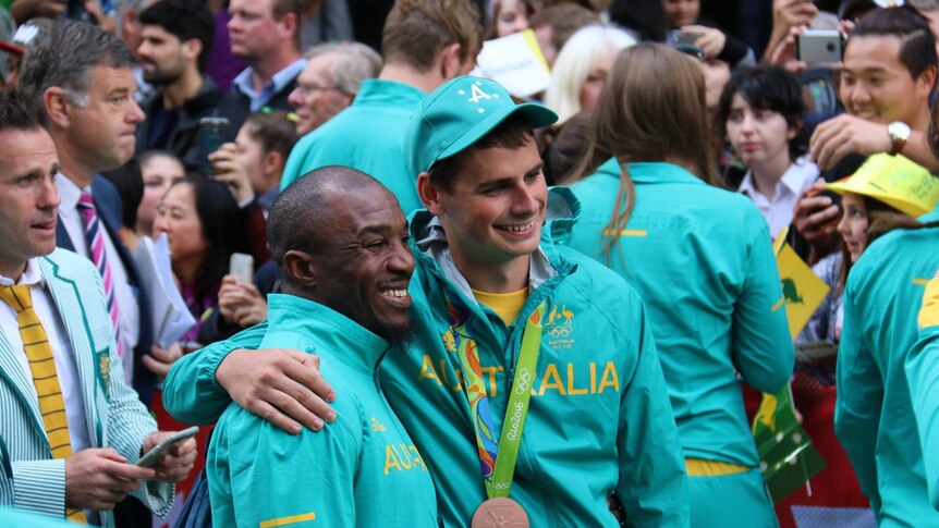 Olympic bronze medallist Taylor Worth (right)