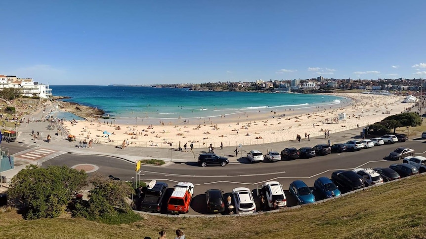 A sunny Bondi Beach in winter