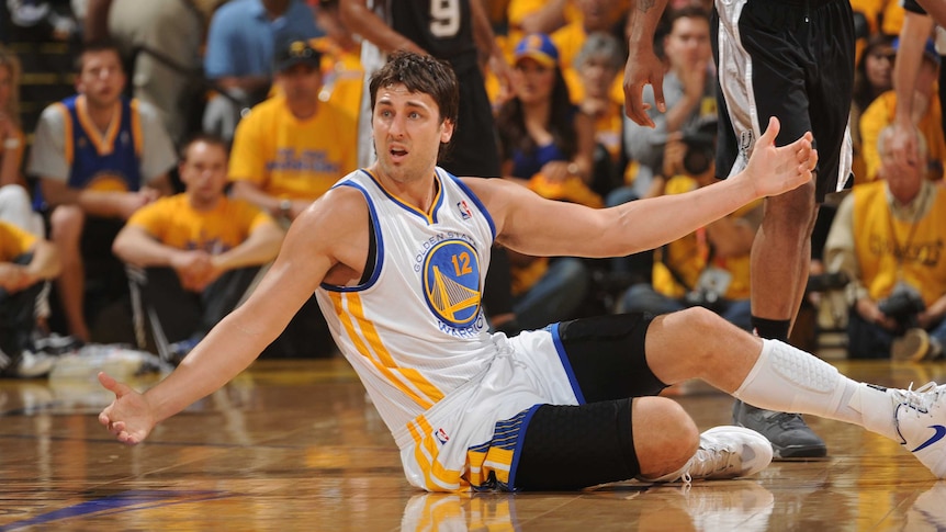 Andrew Bogut playing for the Golden State Warriors against the San Antonio Spurs in May 2013.