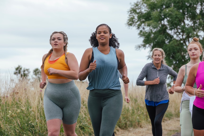 A group of women go for a run