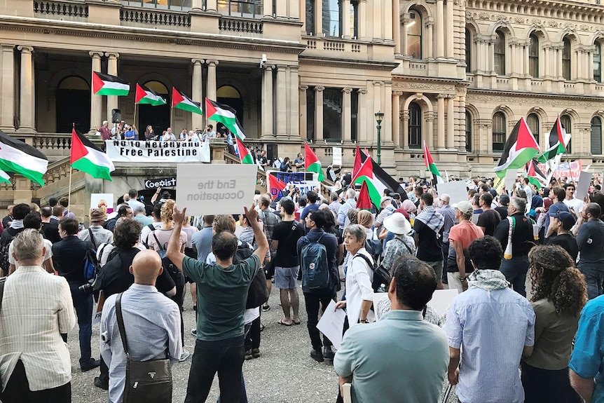 People with flags.