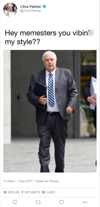 A judge has ordered Clive Palmer to explain why he apparently made this tweet while he was supposed to be in the Federal Court.