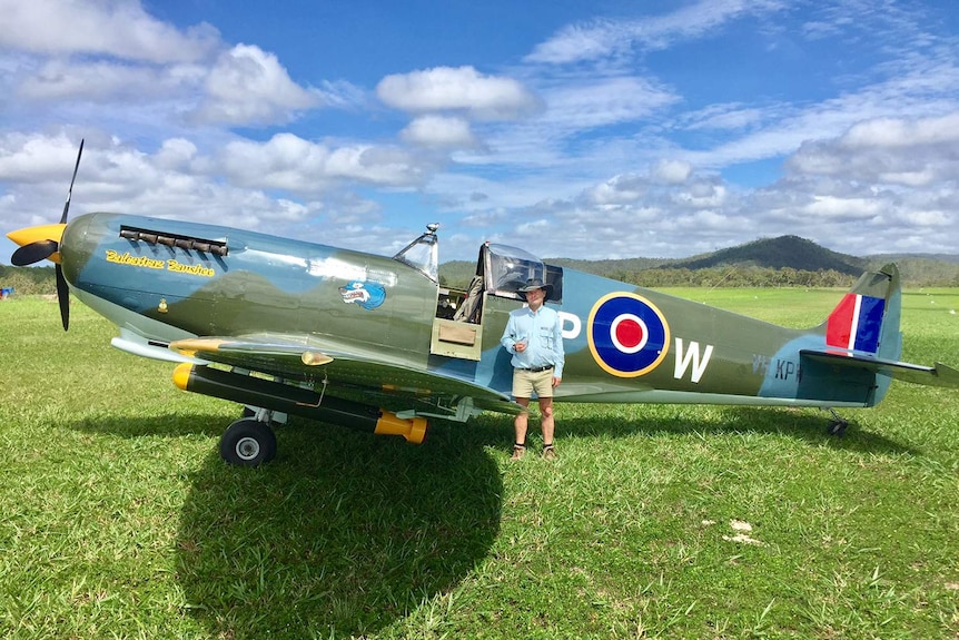 Patrick English and his WWII Spitfire replica.