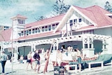 A crowd gathers at Kirra Surf Life Saving clubhouse in 1966