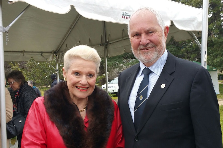 Parliamentary Speaker, Bronwyn Bishop, and Wagga Wagga Mayor Rod Kendall in Wagga Wagga for Reserve Forces Day on June 28, 2015