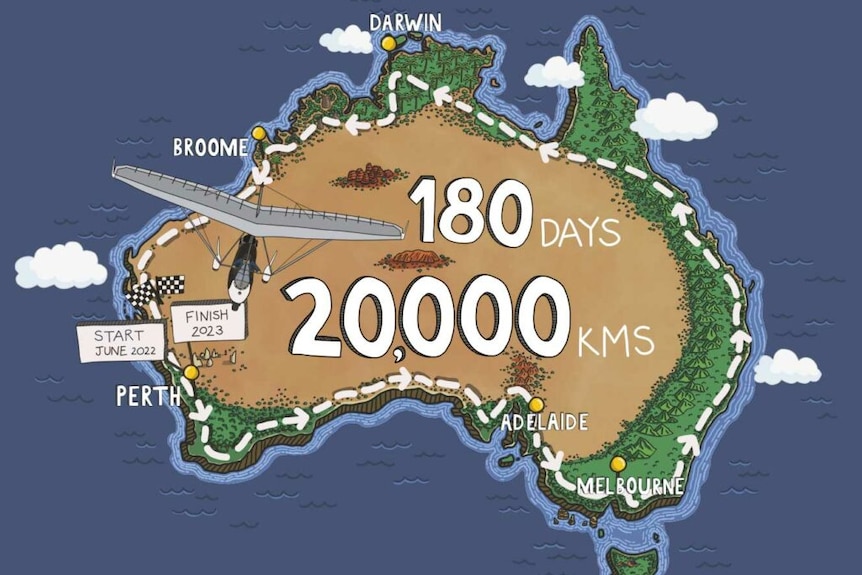 Map of Amellia Formby's flight path around Australia