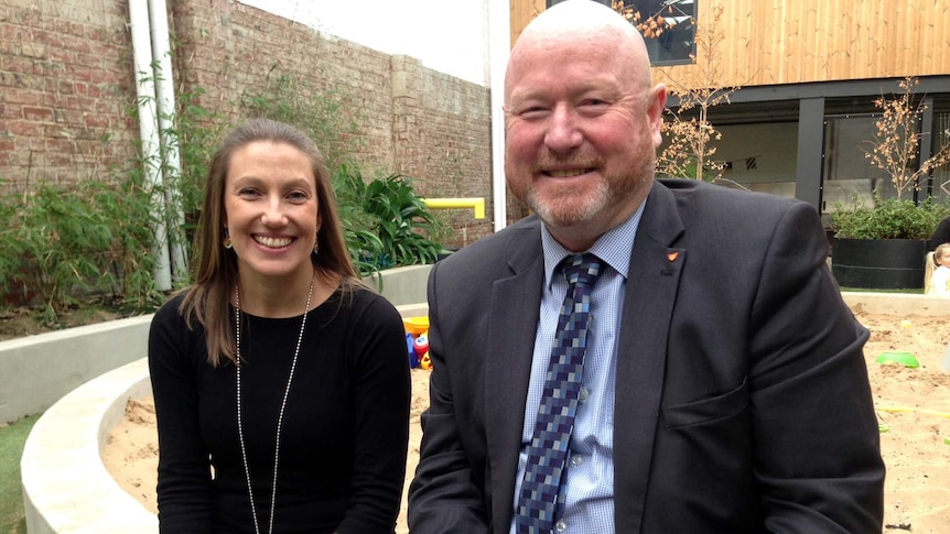 Early Childhood Australia Tasmanian president Jo Walsh (l) and Malcolm Elliott from the Tasmanian Principals Association.