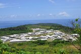 An aerial view of the Christmas Island detention centre on a clear sunny day.