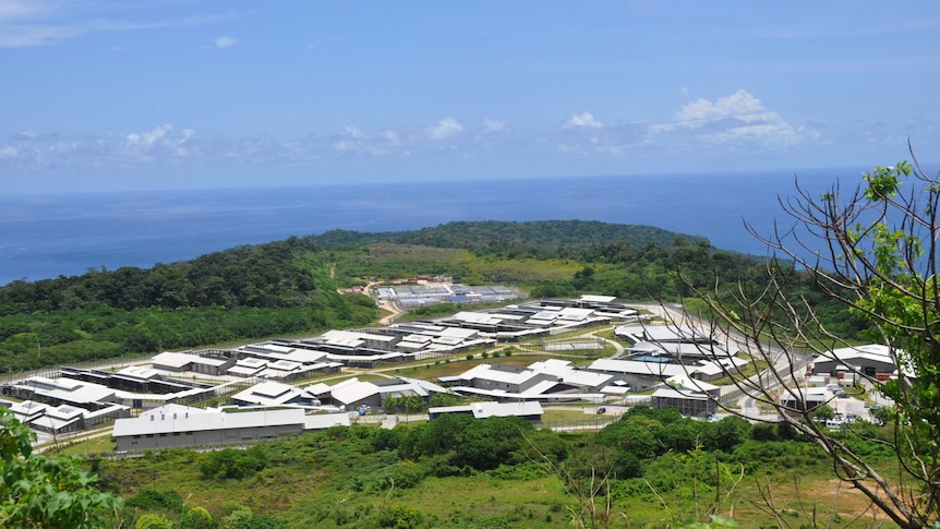 An aeriel view of the Christmas Island detention centre on a clear sunny day.