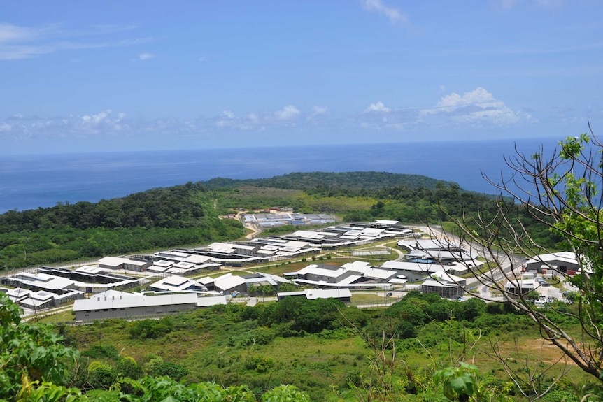An aeriel view of the Christmas Island detention centre on a clear sunny day.