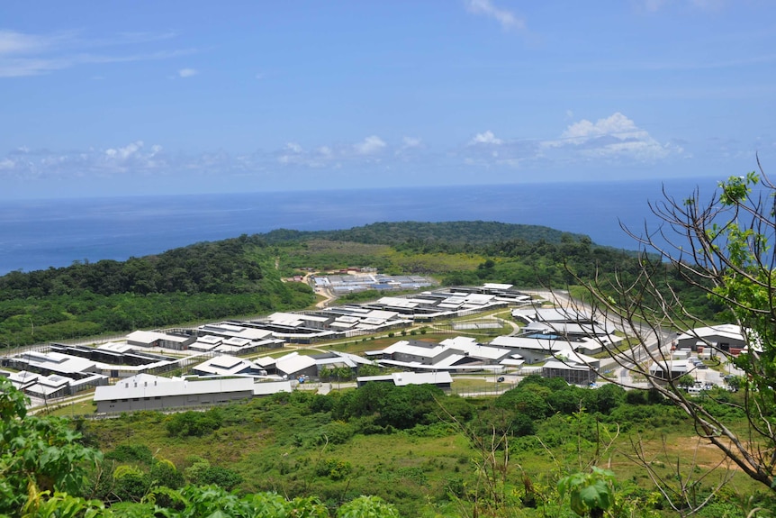 An aerial view of the Christmas Island detention centre on a clear sunny day.