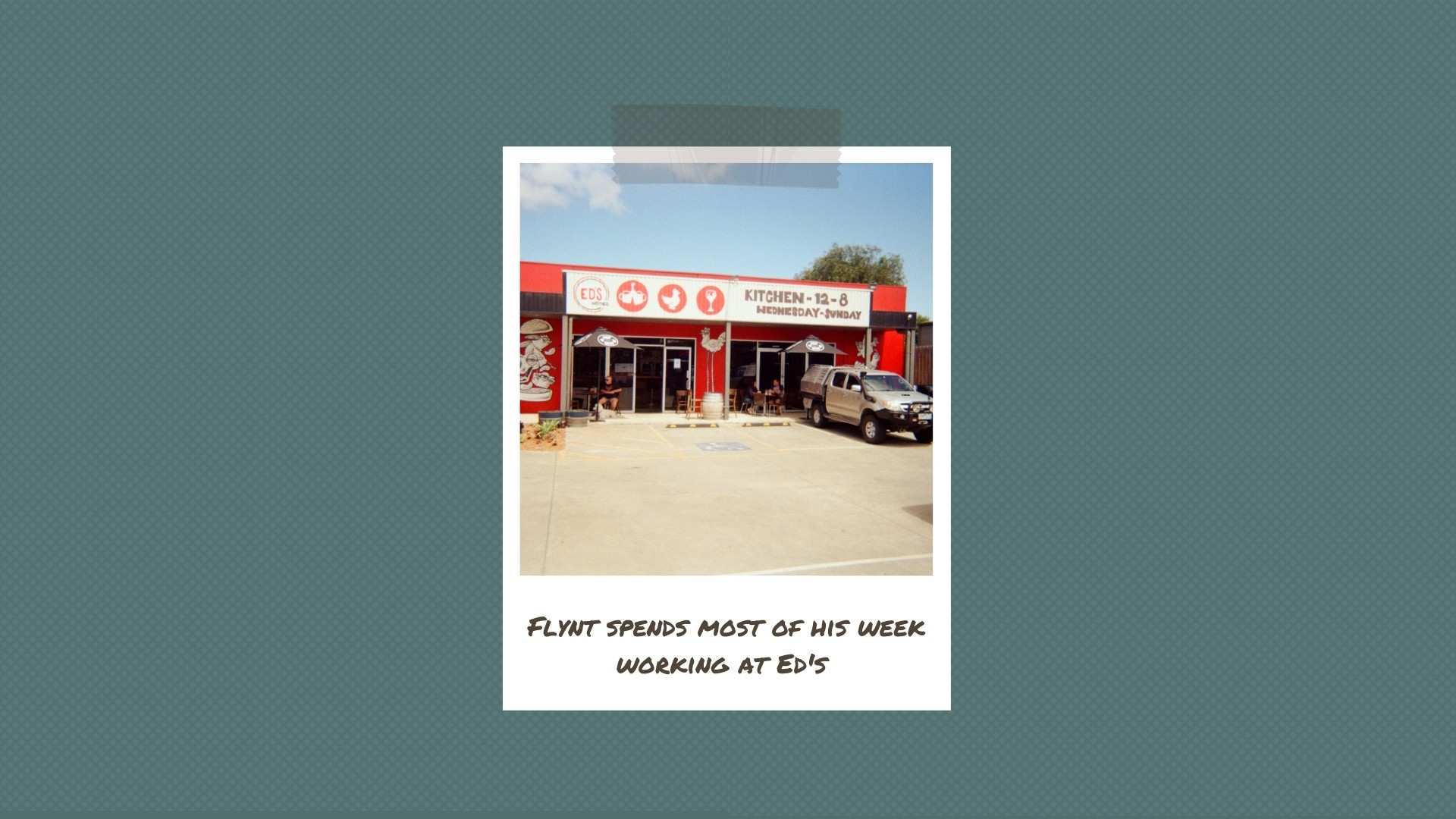 A polaroid with a picture of a diner on it