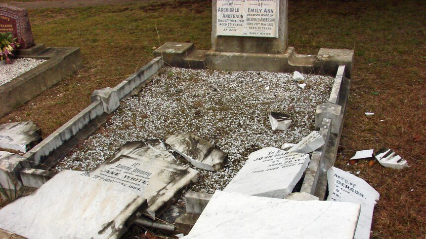 Fourteen headstones in the St John's cemetery have been damaged by vandals.