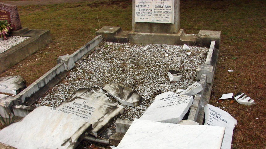 The damaged caused to the 14 headstones has been estimated at $30,000.