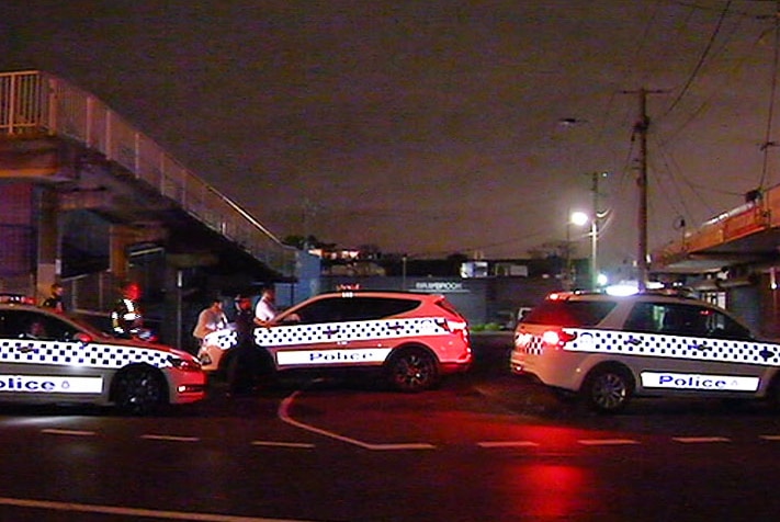 Police at the scene of a serious stabbing at Braybrook.