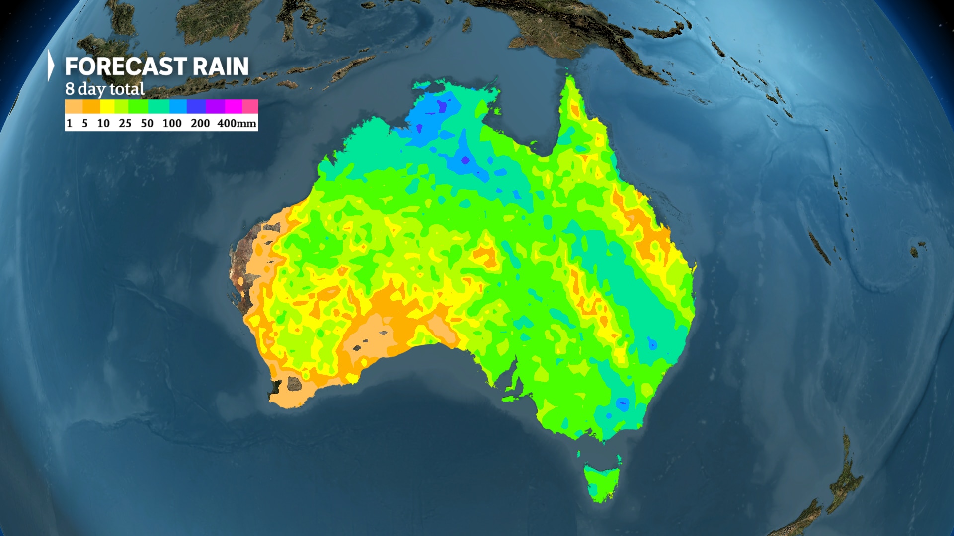 a weather map of australia showing the rain forecast 