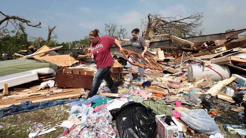 A mobile home has been destroyed by a tornado near Shawnee, Oklahoma.