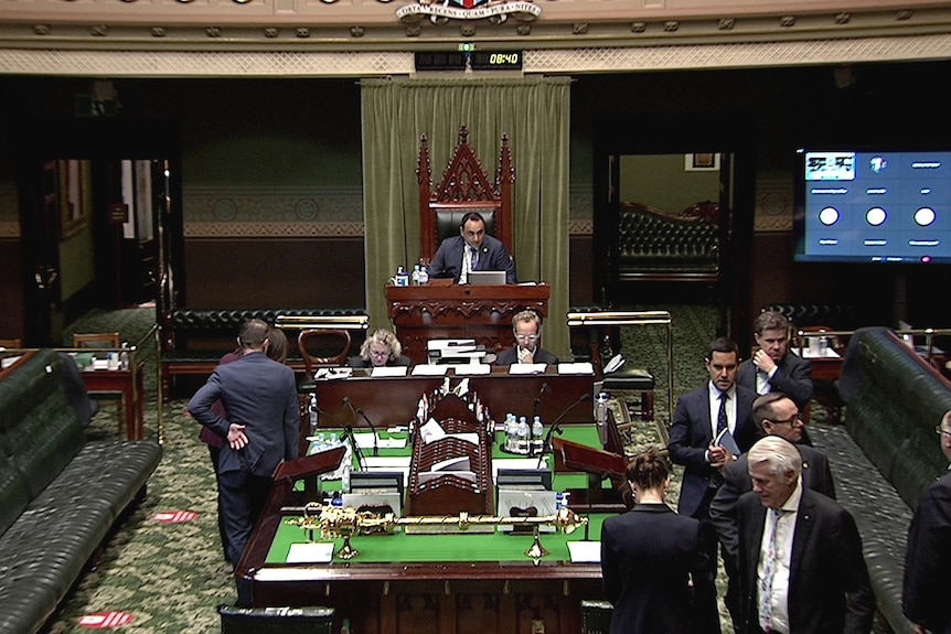 a group of people on the floor of nsw south wales parliament