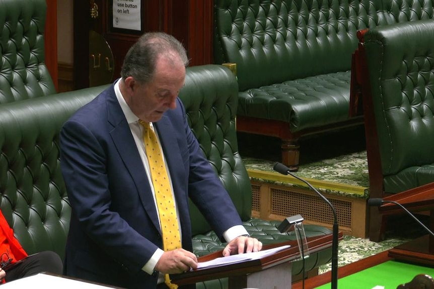 NSW shadow attorney-general Alister Henskens in speaks in state parliament.