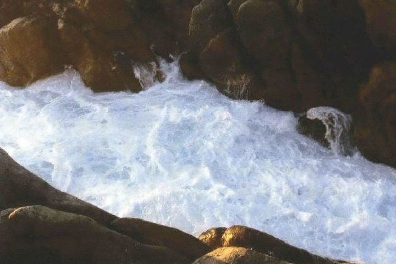 Heavy surf at Yallingup's Injidup natural spa, photographed from above