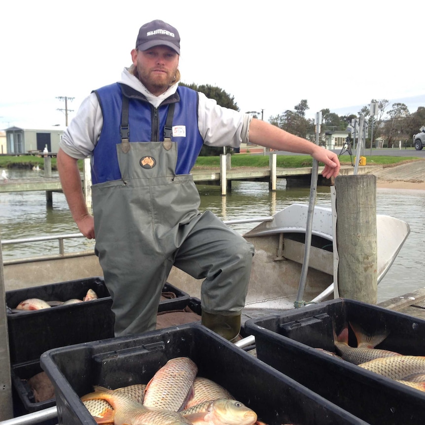 Zane Skrypek on his boat.