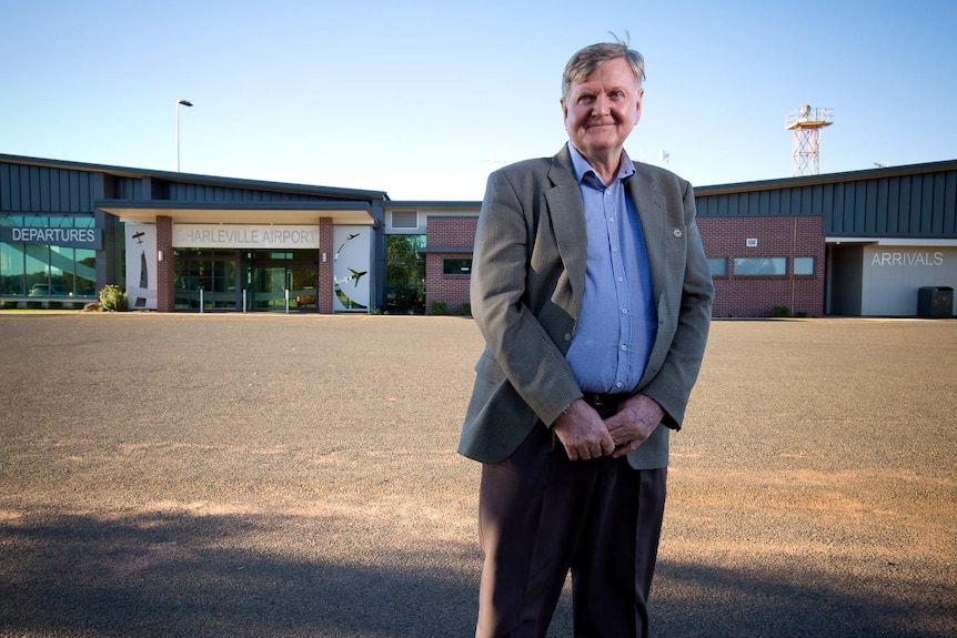 Neil Polglase, CEO of Murweh Shire Council, stands in front of the newly upgraded Charleville airport terminal.