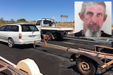 A composite image of missing Karratha fisherman Norman Leslie Bale with his car and boat trailer.