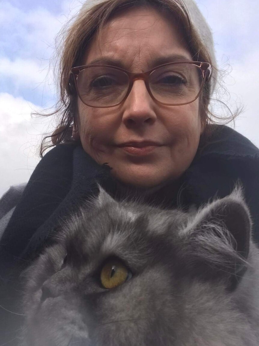 Rachel Lehmann-Ware with one of her cats.