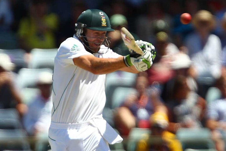 Piling on the pain... AB de Villiers goes on the attack.