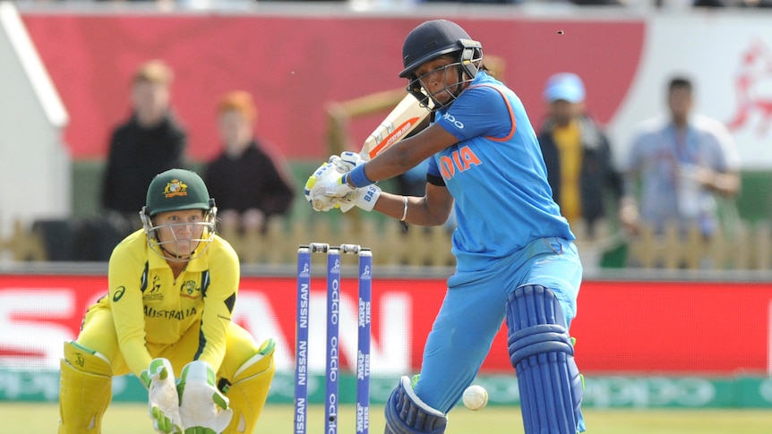 India's Harmanpreet Kaur plays a shot