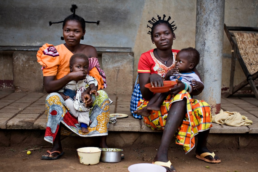 Refugee mothers with children in north-eastern Congo