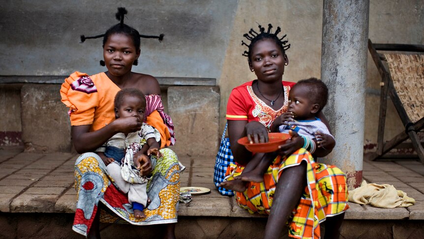 Refugee mothers with children in north-eastern Congo