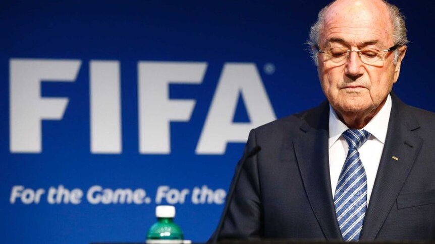 Sepp Blatter announces plans to resign as FIFA president at a press conference in Zurich.