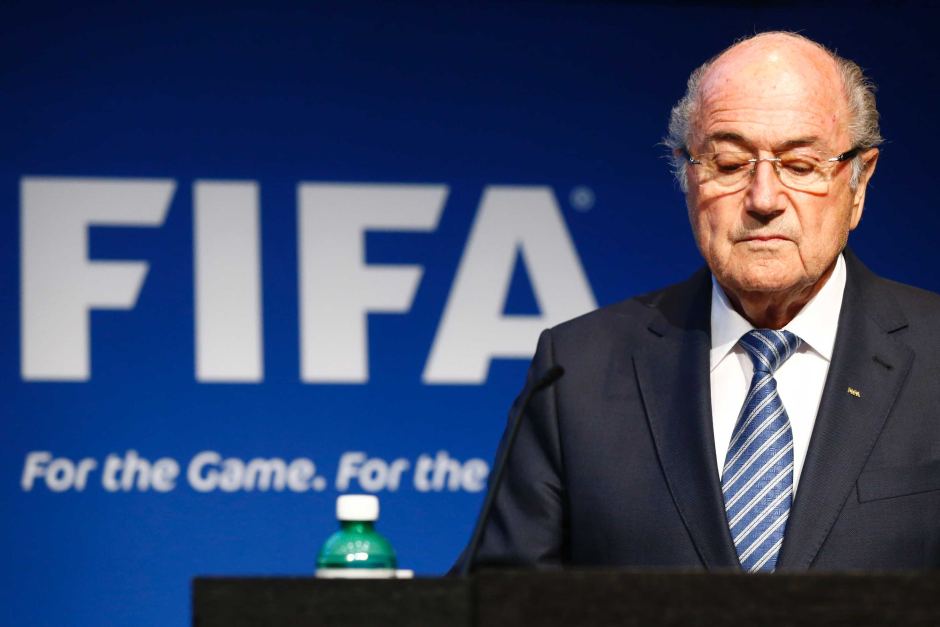 Sepp Blatter announces plans to resign as FIFA president at a press conference in Zurich.