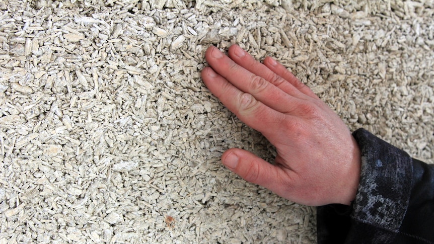 A close up of the hempcrete mixture