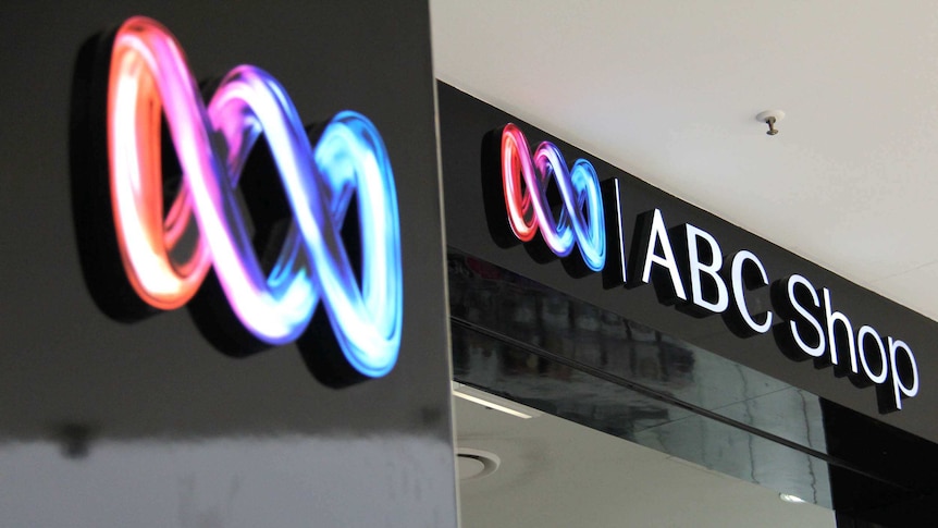 An ABC Shop logo on the wall of a Brisbane store