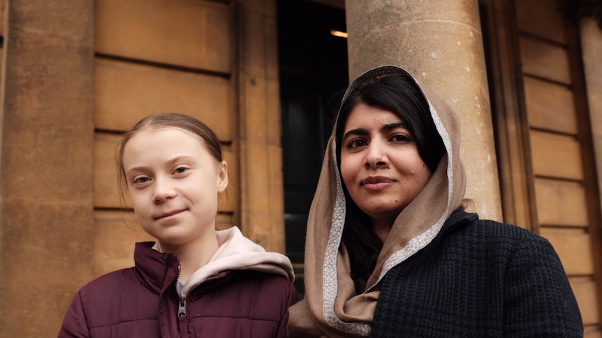 Greta and Malala photographed together at the Oxford University.