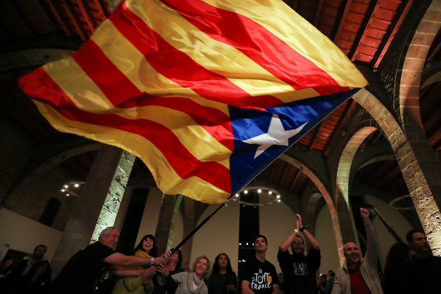 People react to results in Catalonia's regional elections.