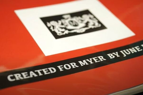 book with old myer logo