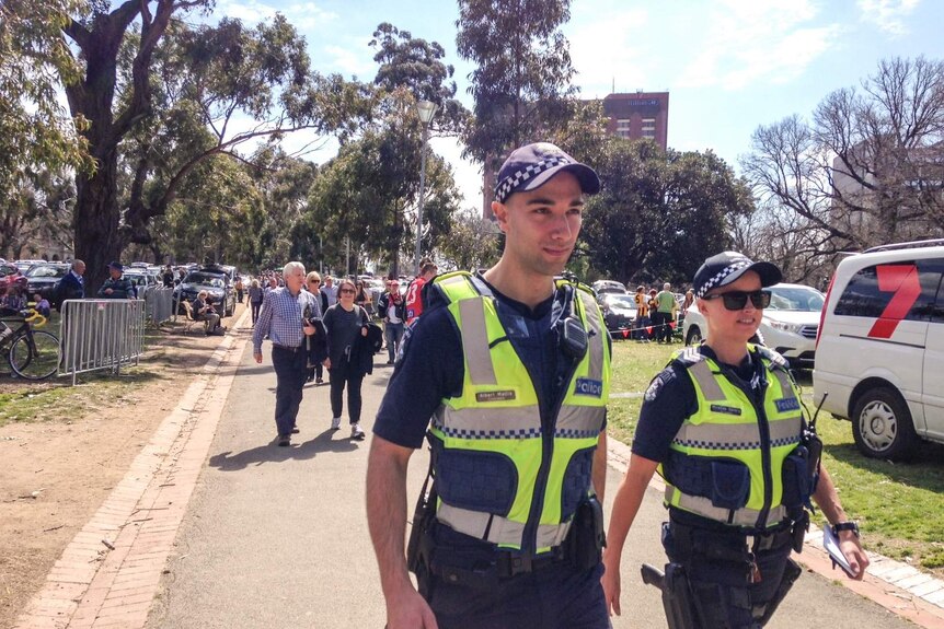 Police on patrol outside the MCG