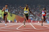 Veronica Campbell-Brown leads home the field to win the gold medal in the women's 200m