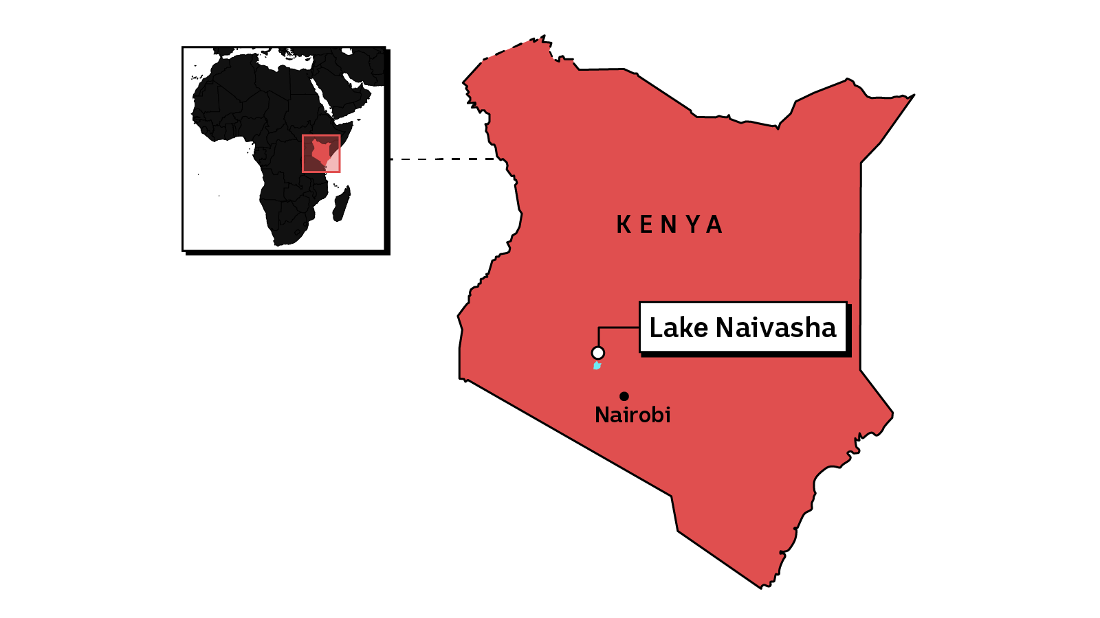 A map showing Kenya.