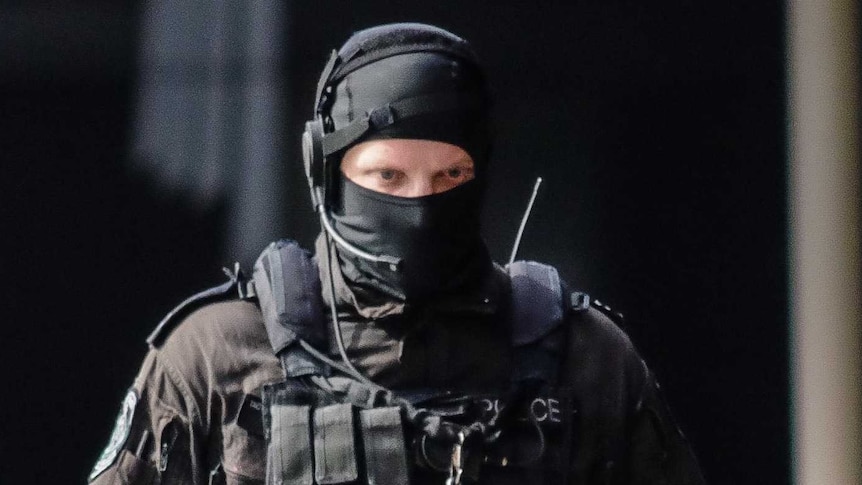 Sydney Siege: A policeman in Sydney's CBD. December 15, 2014.