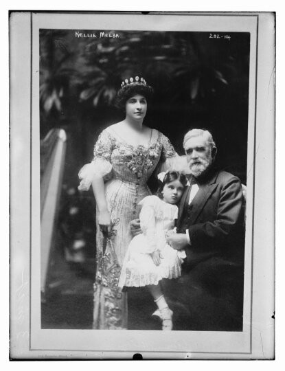 Dame Nellie Melba, her father David Mitchell and niece Nellie Paterson pictured in 1903.