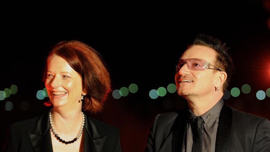 Julia Gillard was joined by U2 frontman Bono for the symbolic ceremony