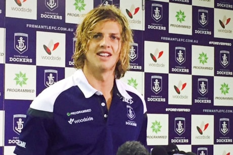 Fremantle Dockers player Nat Fyfe at at news conference in Perth 20 May 2015