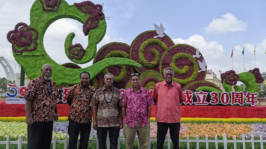 Vanuatu's National Council of Chiefs take a picture together in China.